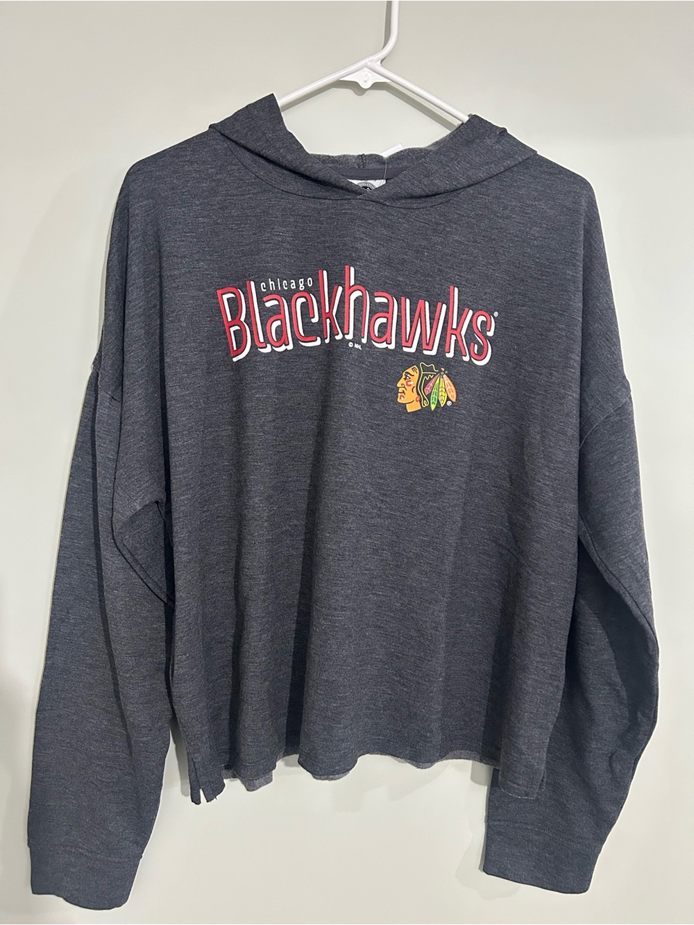 Chicago Blackhawks NHL Woman’s Dark Gray Logo Hoodie Sweater